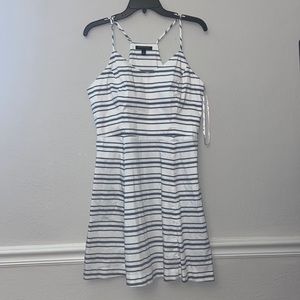 Banana Republic Dress Halter Striped White and Gray Mini Dress Size 14 - EUC